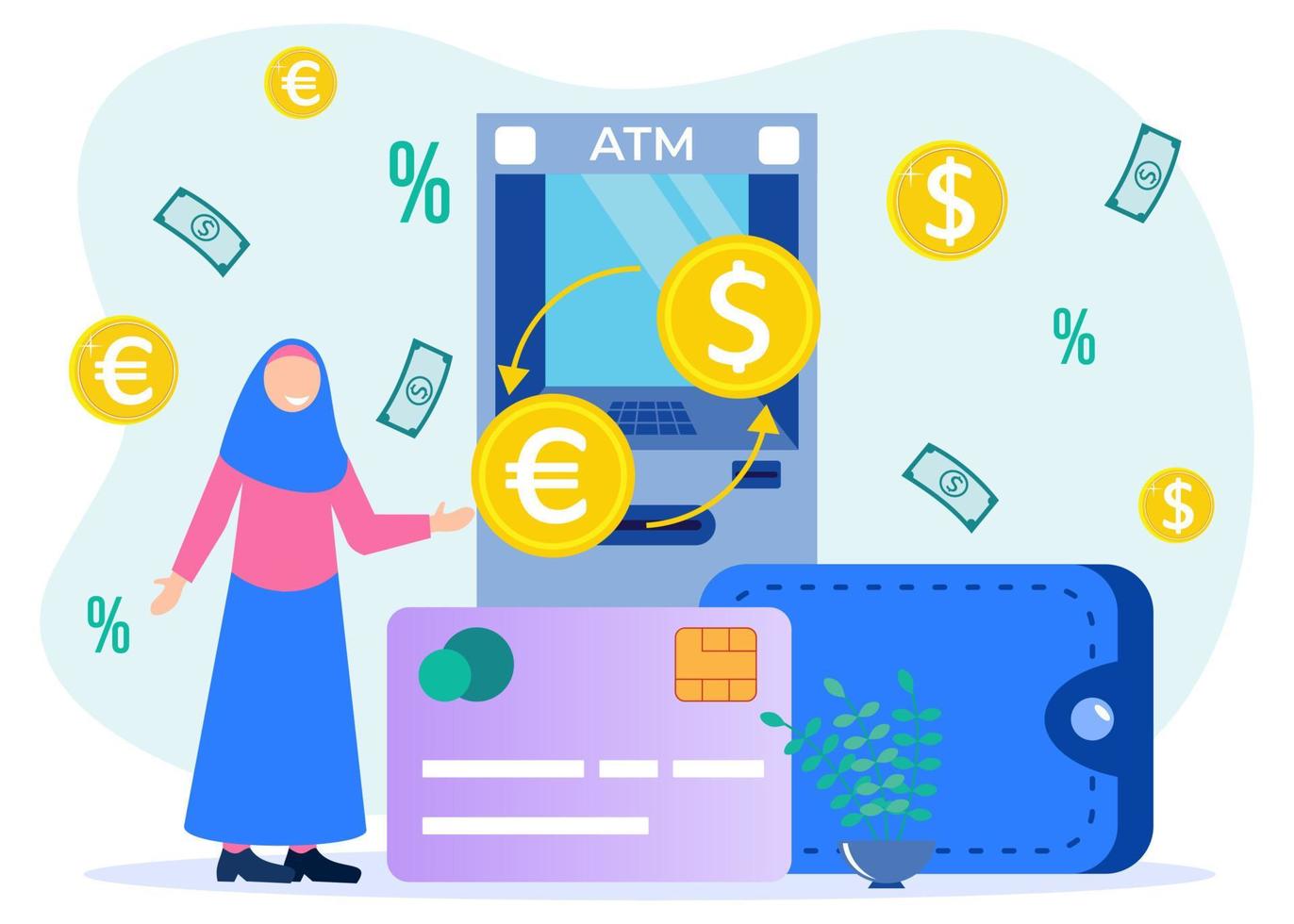 Illustration vector graphic cartoon character of currency exchange