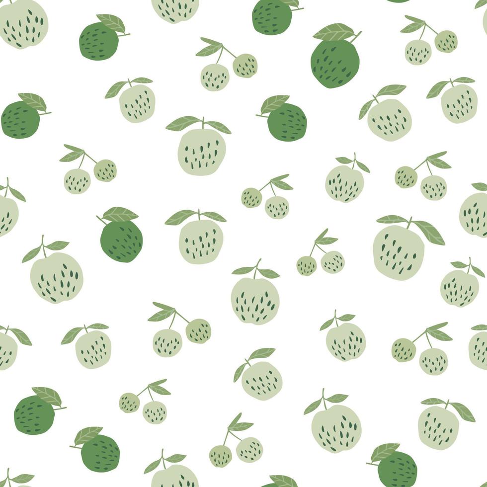 Cherry berries and leaves seamless pattern illustration vector