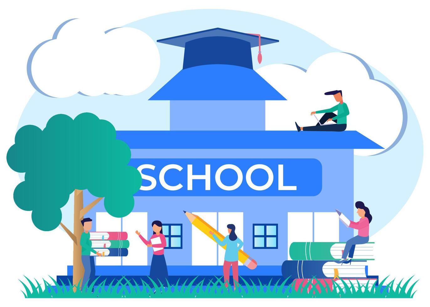 Illustration vector graphic cartoon character of school