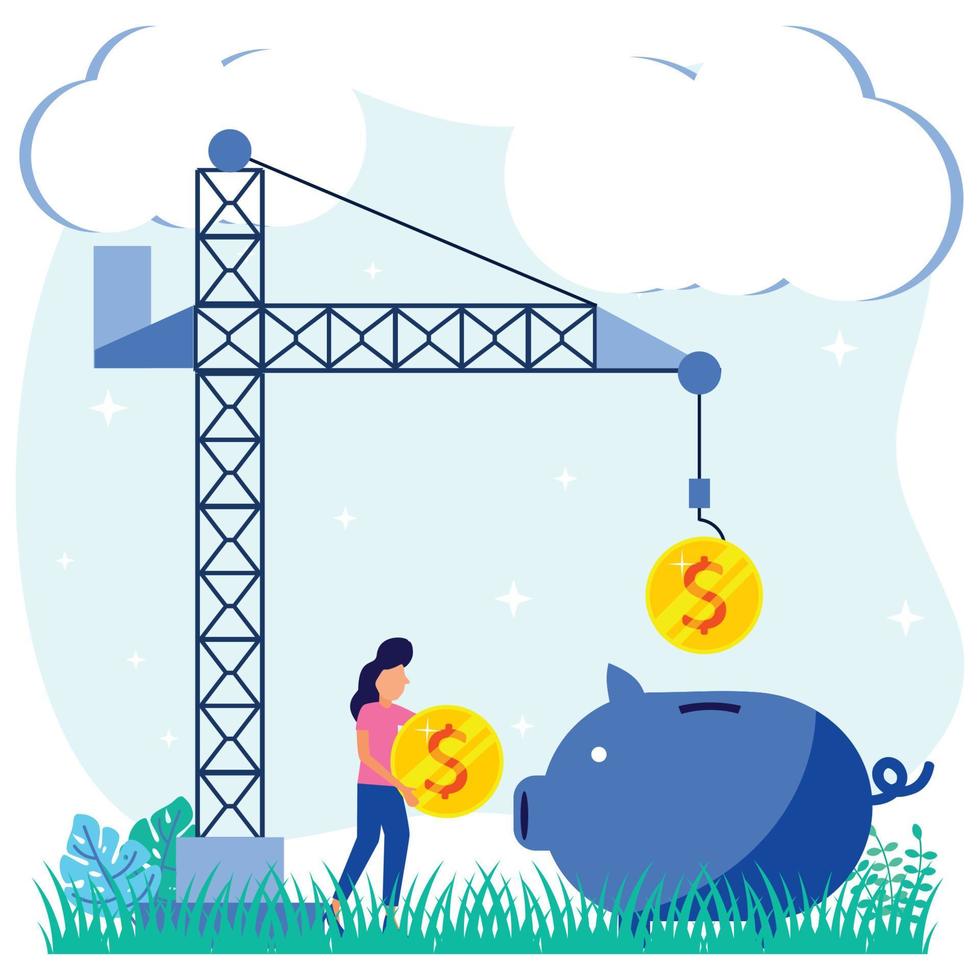 Illustration vector graphic cartoon character of money saving