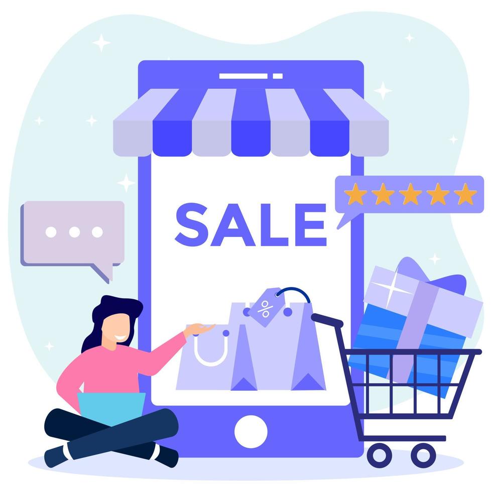 Illustration vector graphic cartoon character of online shopping