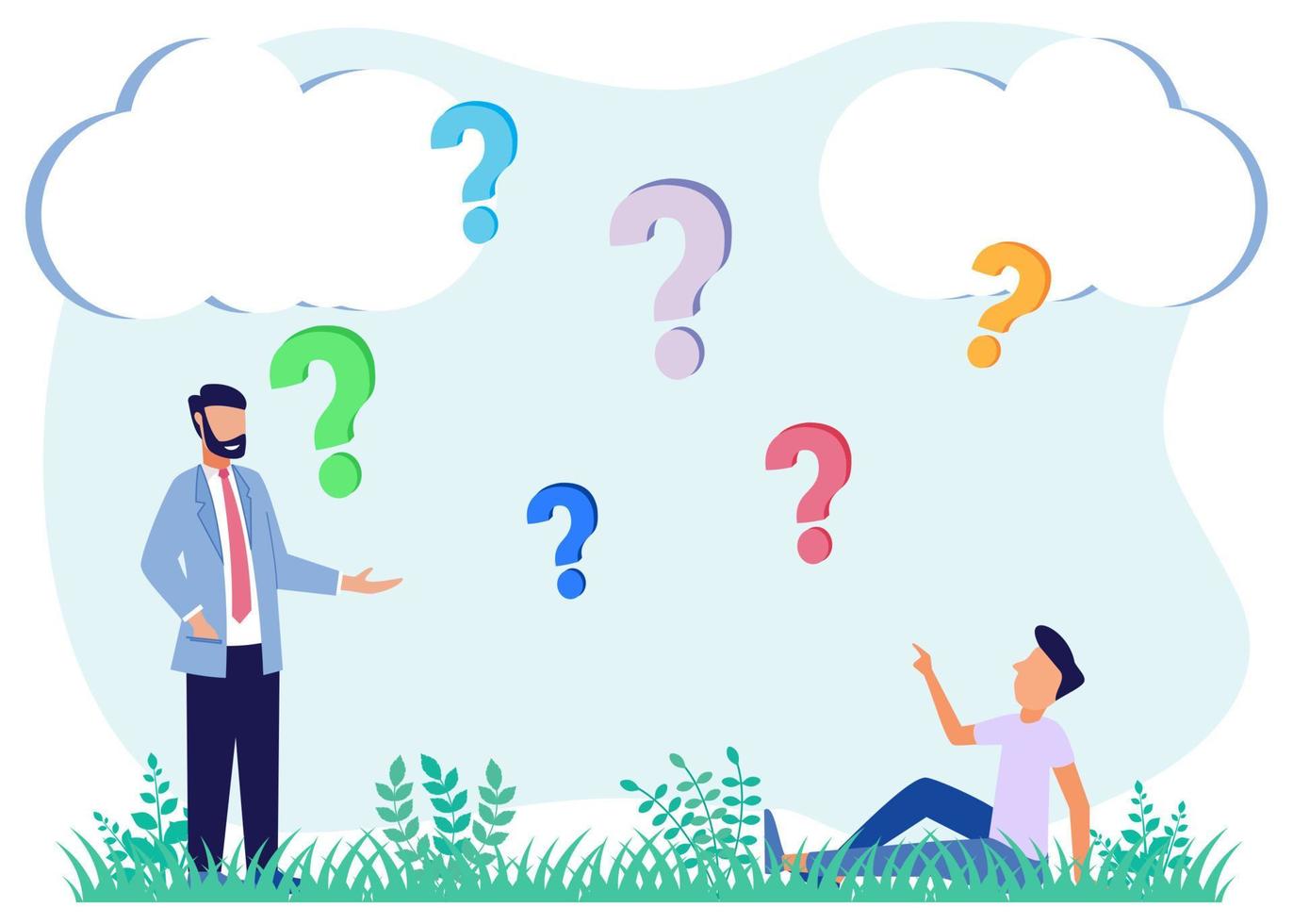 Illustration vector graphic cartoon character of answering questions