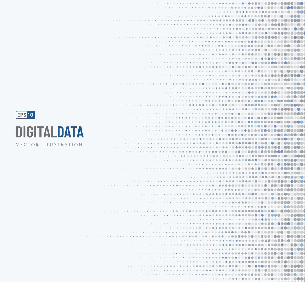 tecnología de datos digitales abstracta punto gris, fondo de píxel de patrón azul. diseño de textura de semitono de tecnología. concepto futurista moderno. ilustración gráfica vectorial vector