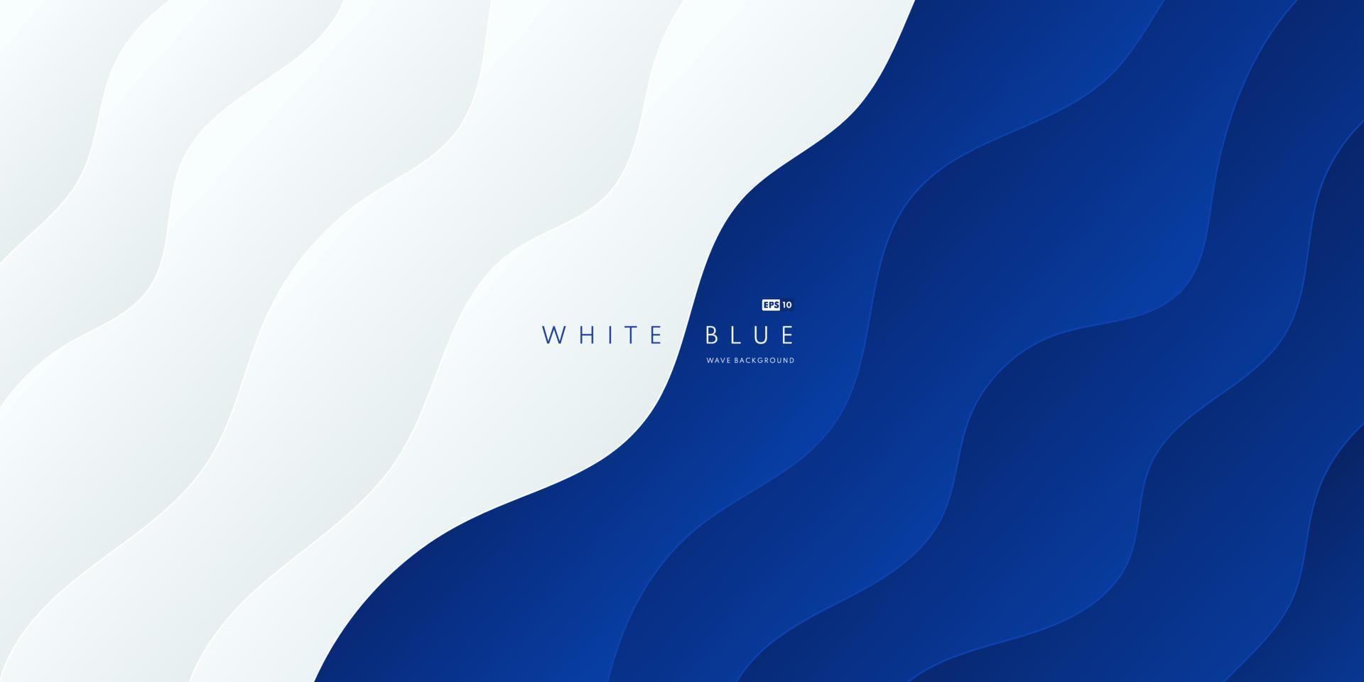 forma ondulada abstracta en el fondo de la capa azul y blanca, patrón de curva moderno color del océano. diseño plano simple. puede usar para la plantilla de folleto de portada, póster, banner web, impresión. ilustración vectorial vector