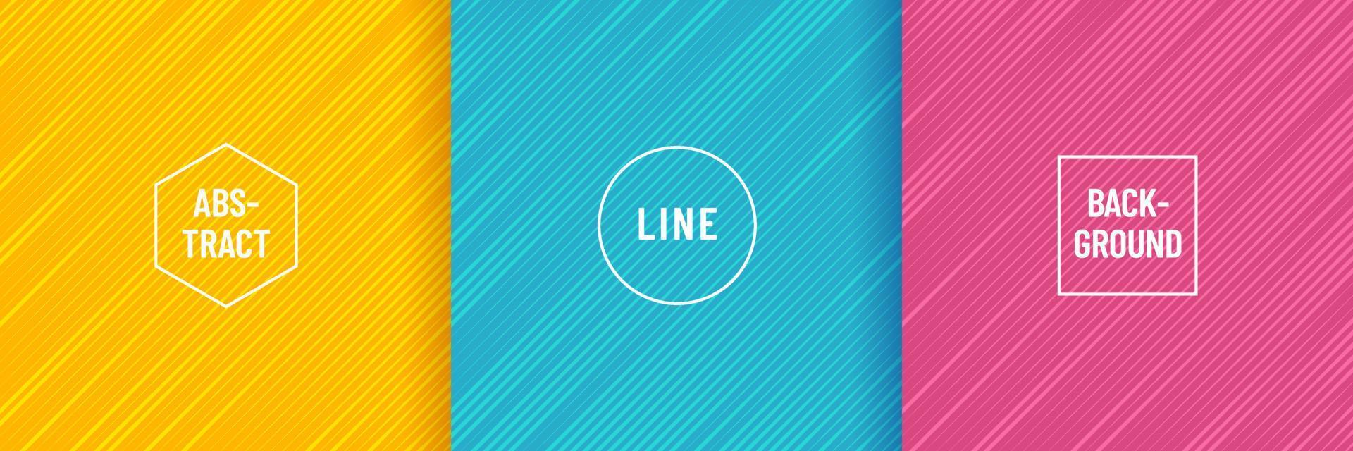 Set of abstract minimal design, Diagonal stripe lines pattern on yellow, pink and blue background. Simple flat trendy color design for presentation, flyer, brochure, website, front page. Vector EPS10