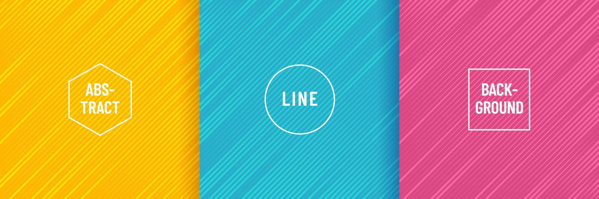 Set of abstract minimal design, Diagonal stripe lines pattern on yellow, pink and blue background. Simple flat trendy color design for presentation, flyer, brochure, website, front page. Vector EPS10