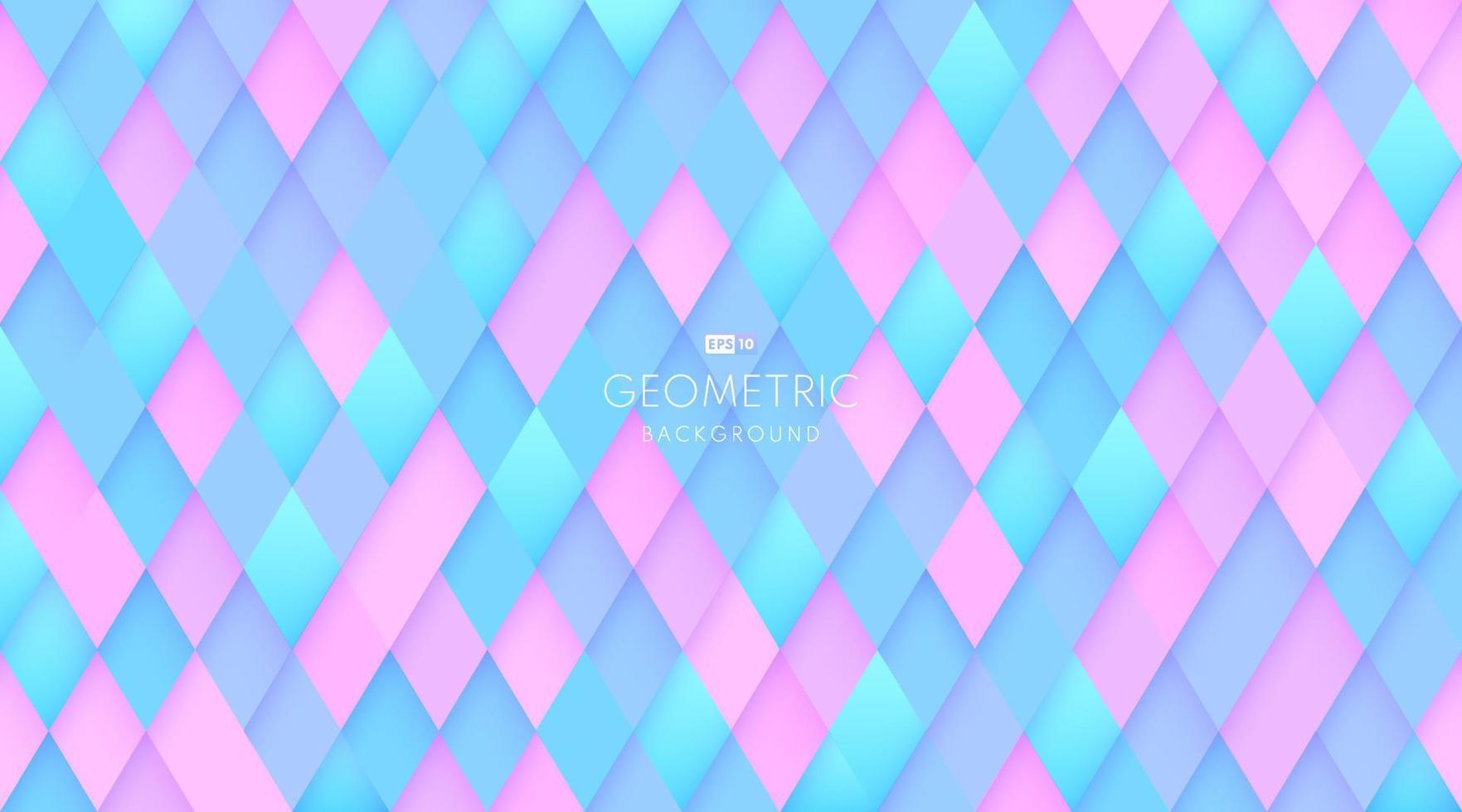 forma de diamante transparente abstracta color azul claro y rosa caramelo, fondo de patrón geométrico 3d mínimo. diseño de textura de rombo pastel moderno. color del holograma. ilustración vectorial vector