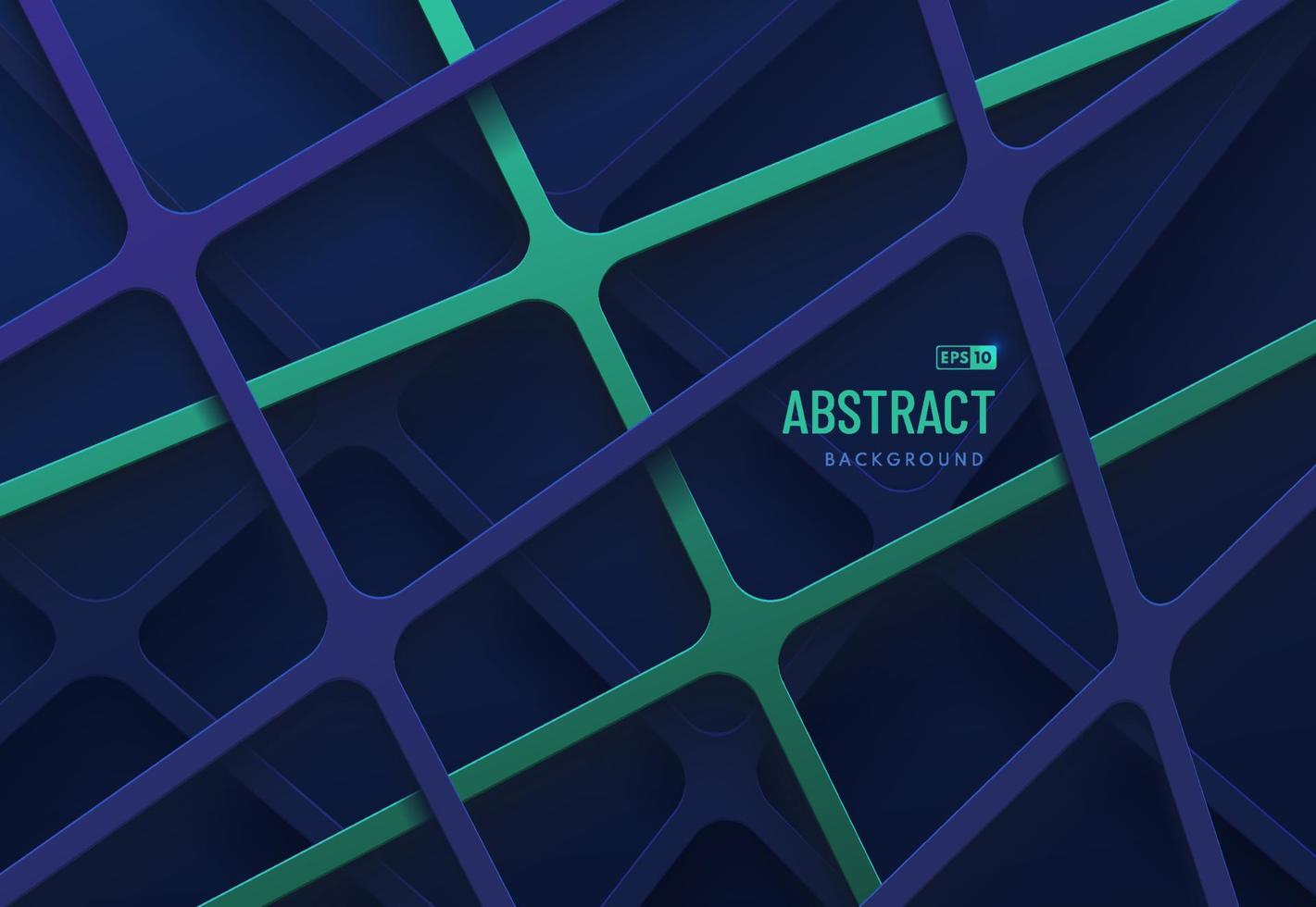 la línea geométrica abstracta verde y azul oscuro se superpone a las capas sobre un fondo oscuro. diseño futurista de tecnología moderna. puede usar para plantilla de portada, afiche, banner web, volante, anuncio impreso. ilustración vectorial vector