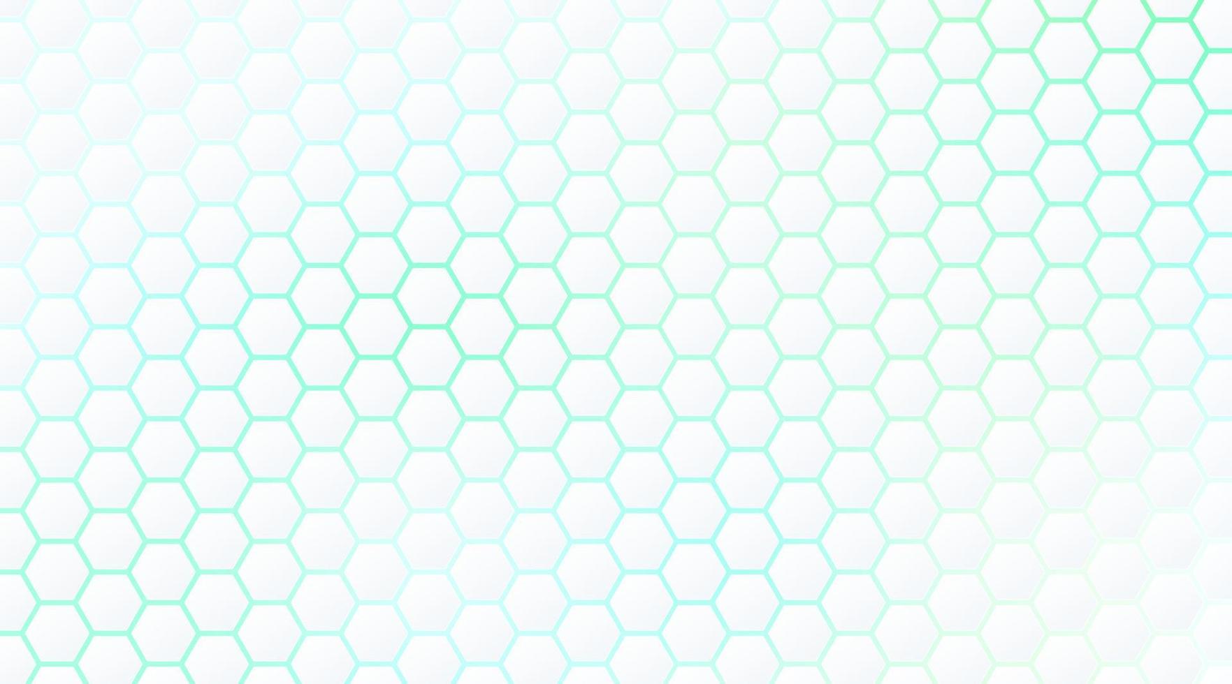 Abstract white hexagon pattern on green and blue neon light background technology style. Modern futuristic geometric shape web banner design. You can use for cover template, poster, flyer, print ad. vector