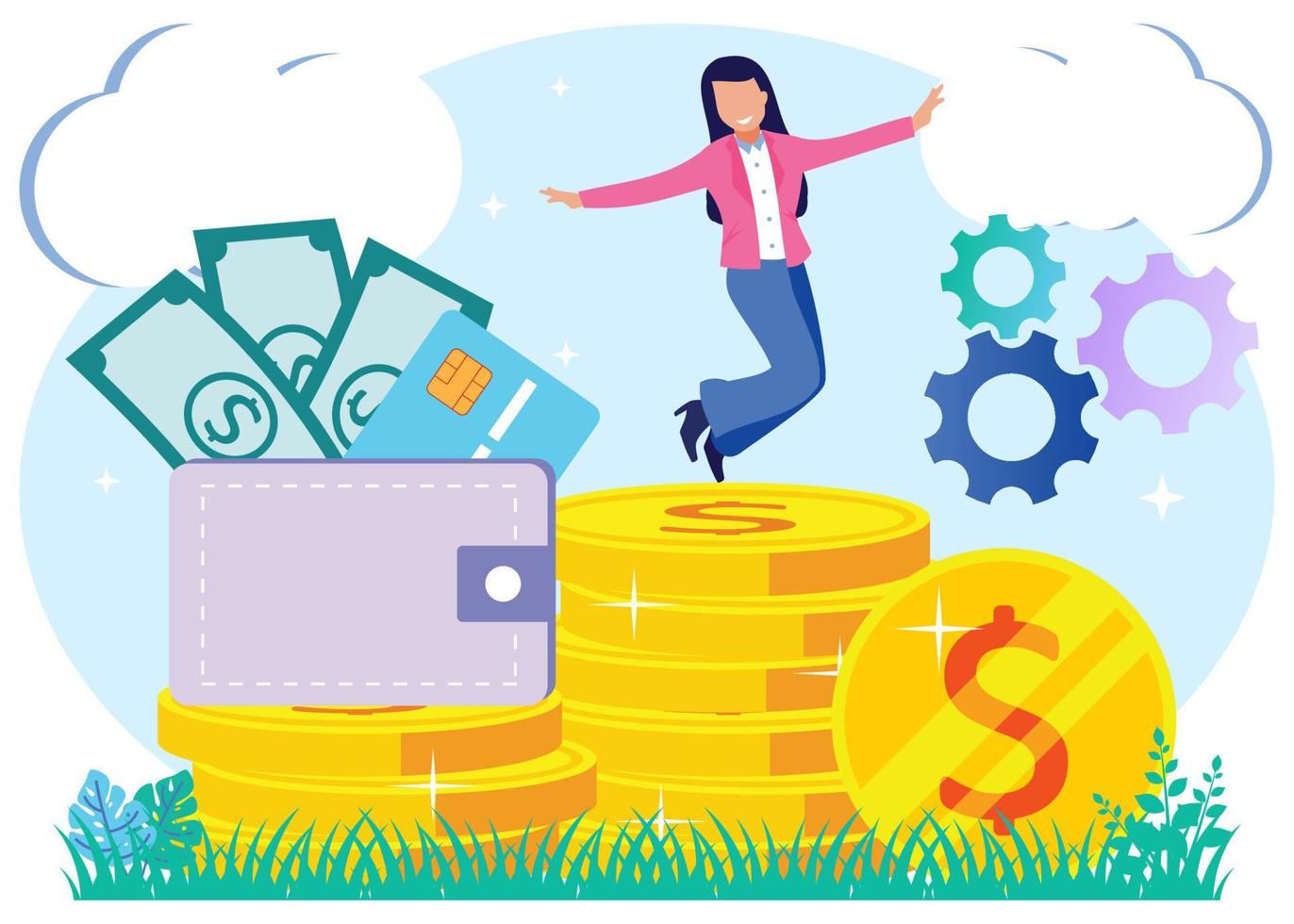 Illustration vector graphic cartoon character of business growth
