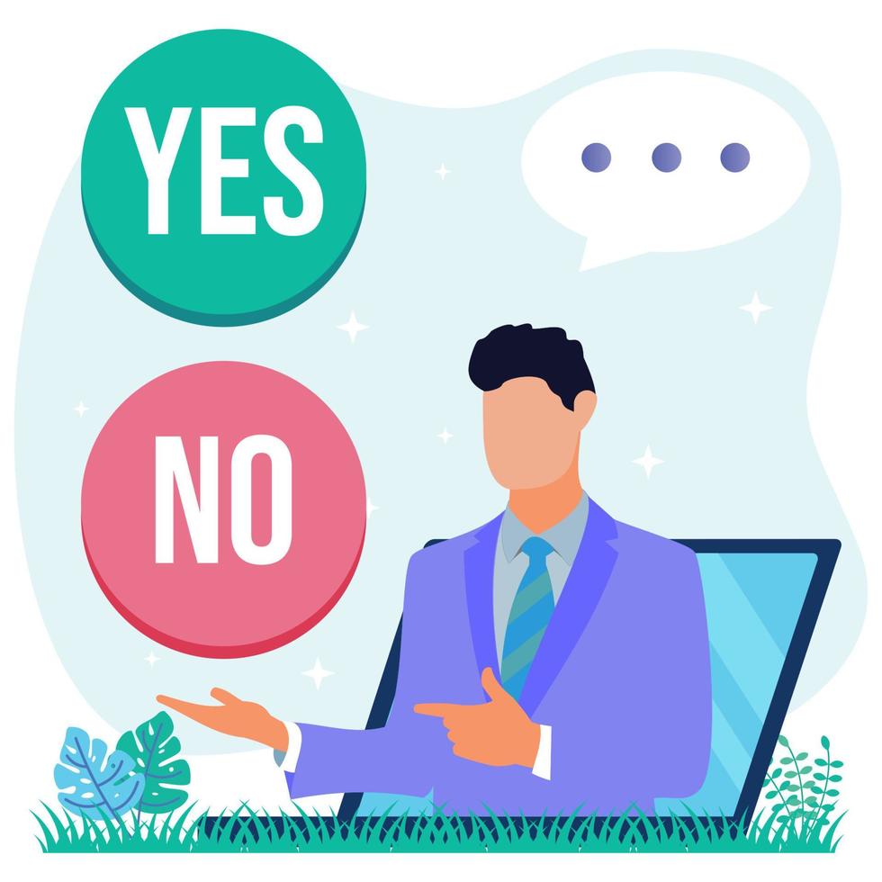 Illustration vector graphic cartoon character of decision-making