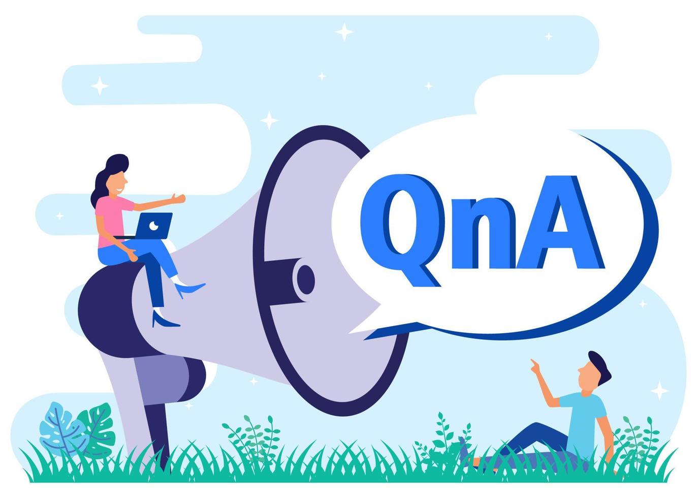Illustration vector graphic cartoon character of question and answer