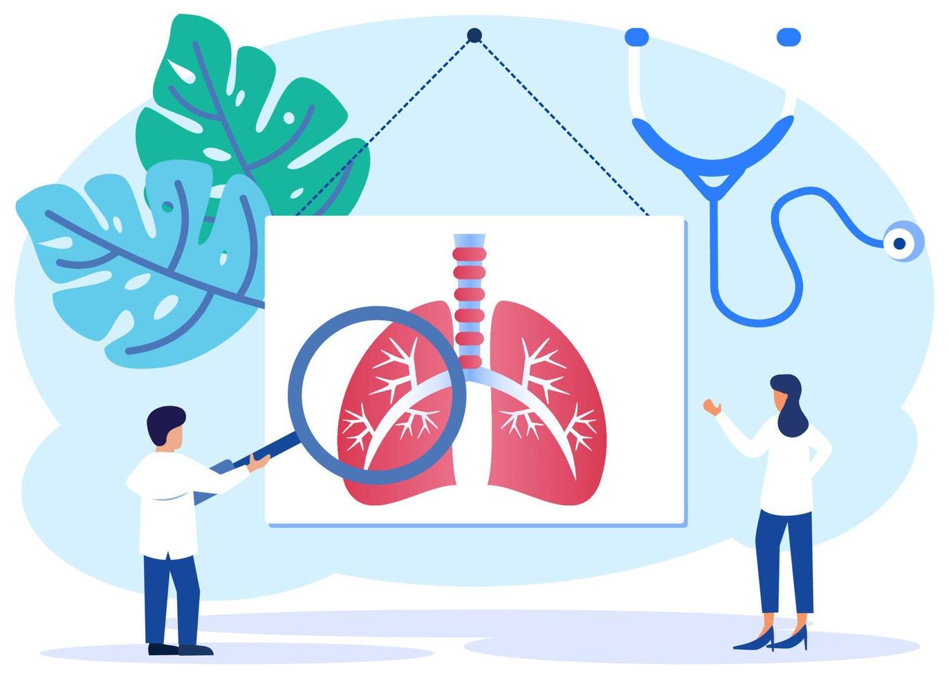 Illustration vector graphic cartoon character of Internal organs examination