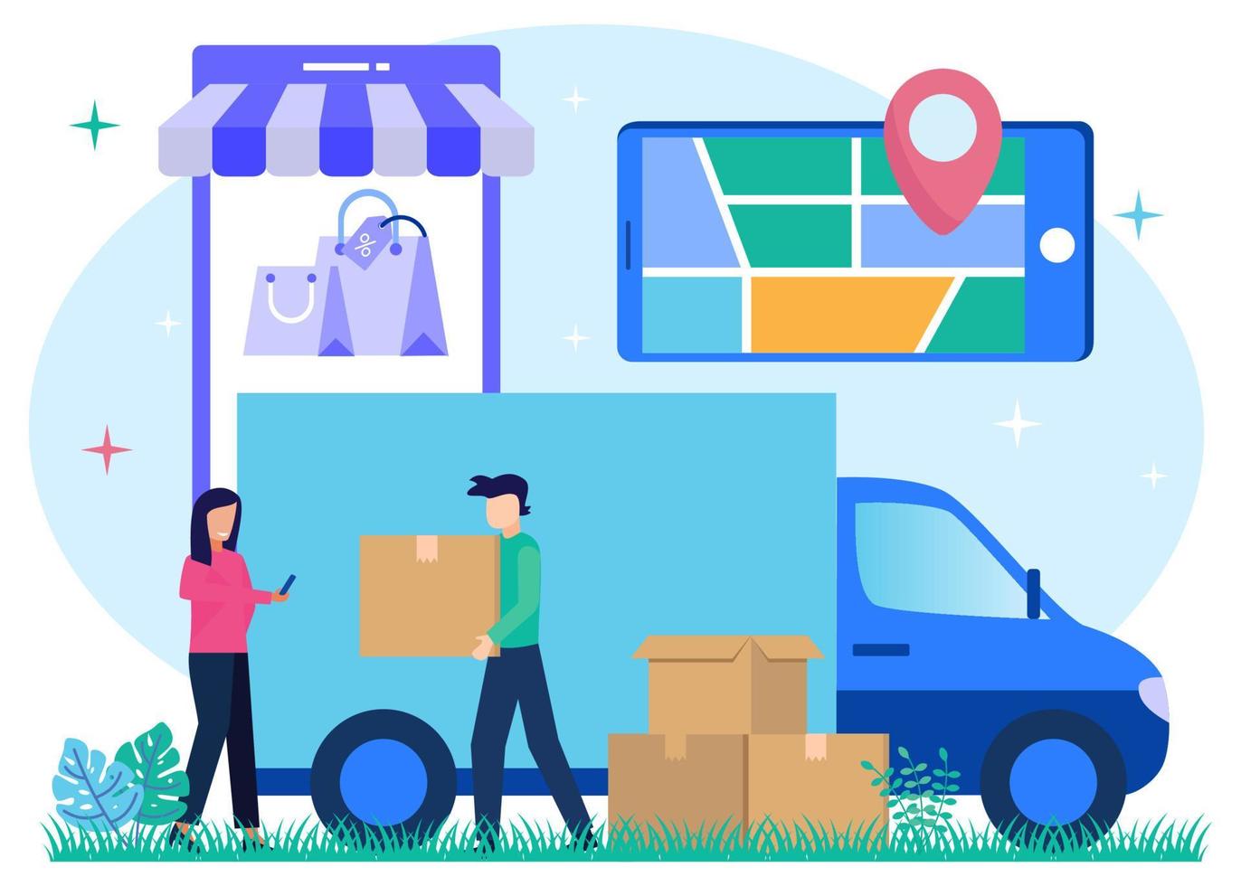 Illustration vector graphic cartoon character of delivery