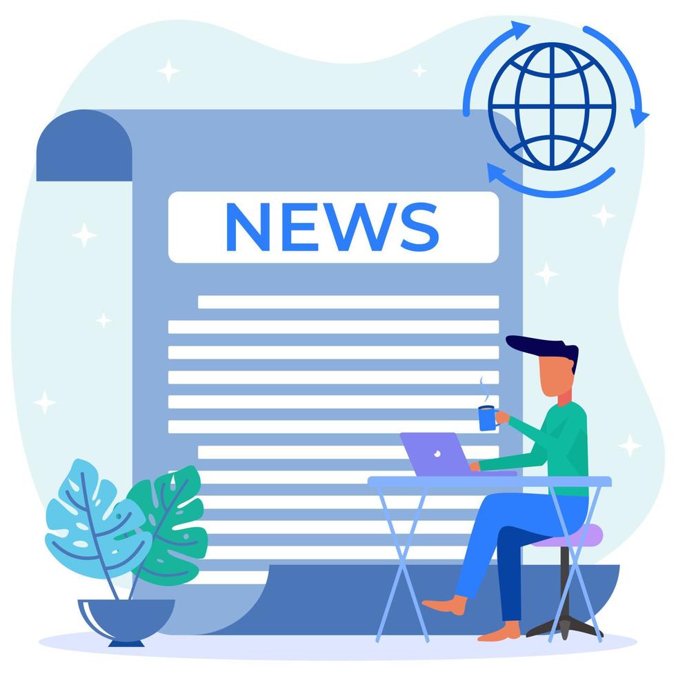 Illustration vector graphic cartoon character of online news