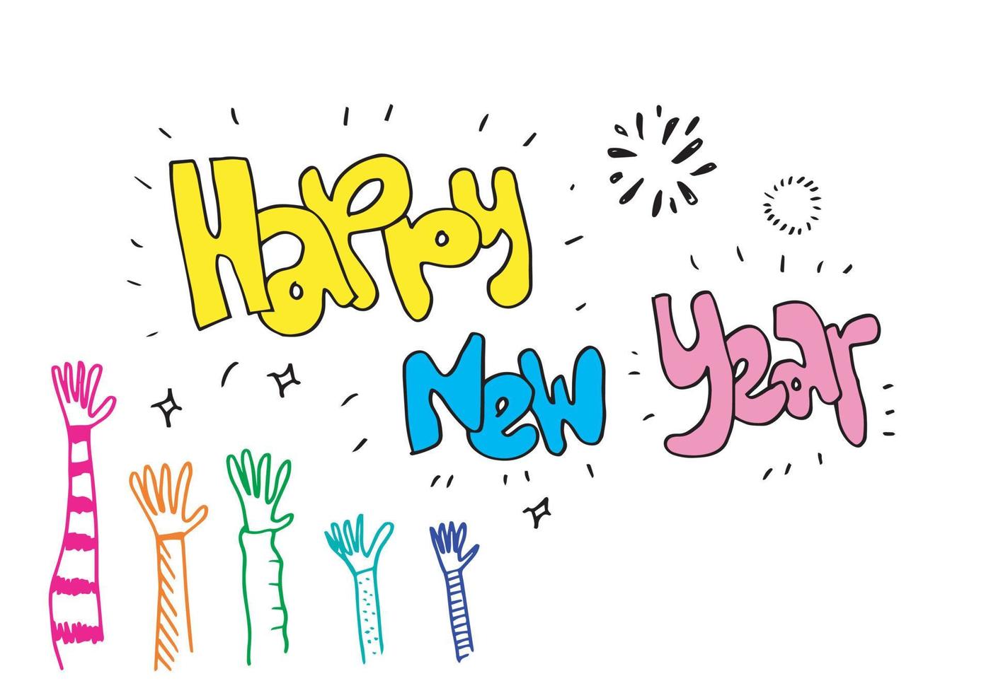 Applause hand draw on white background with happy new year text.vector illustration. vector