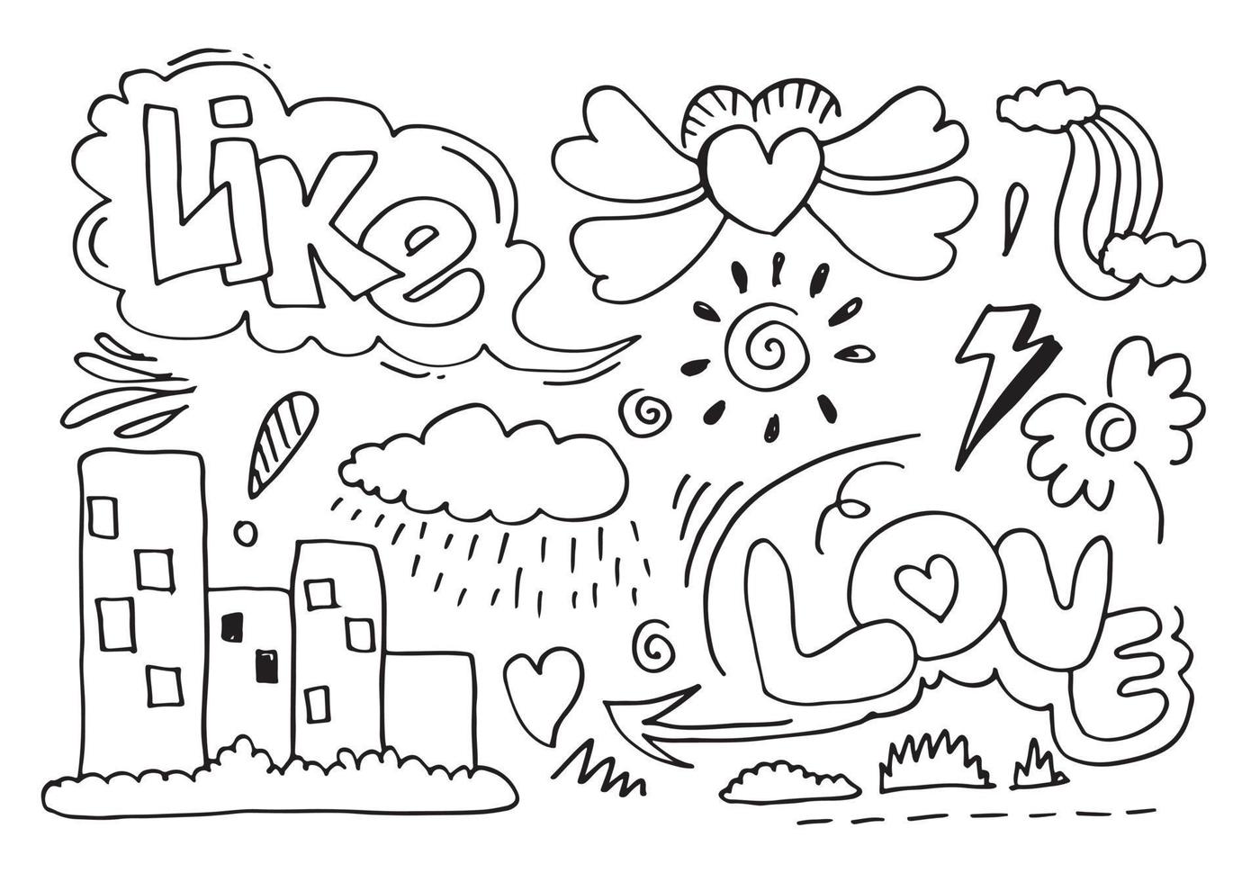 Hand drawn set elements, for concept design. vector illustration.