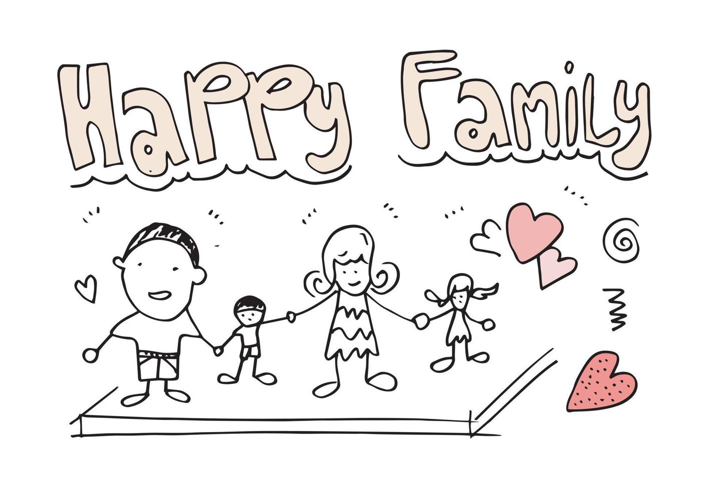 happy family holding hands for concept design.Happy family sketch vector
