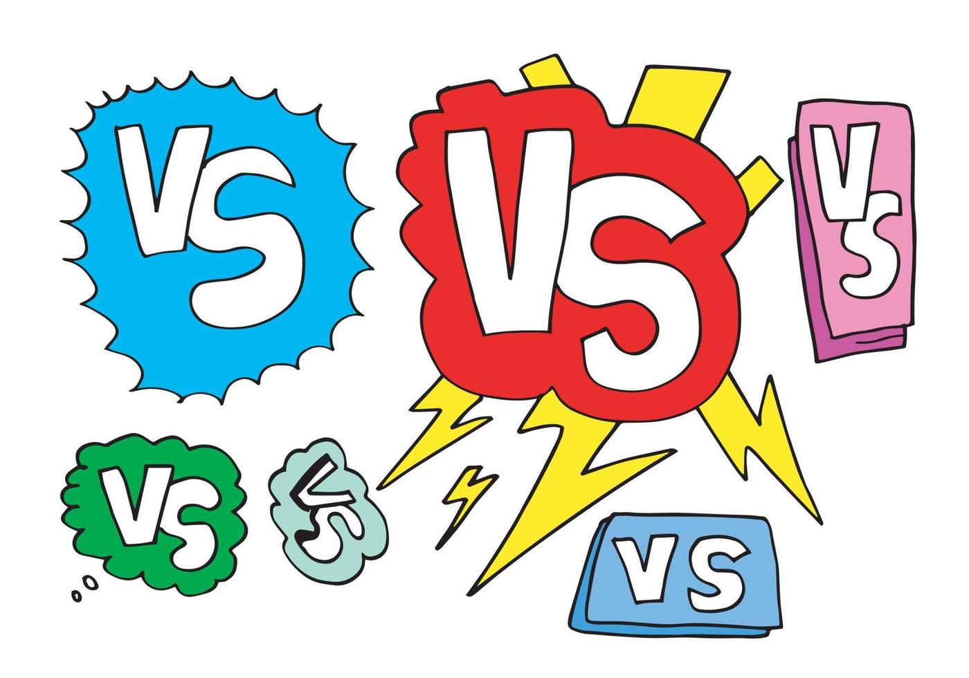 Versus icon sketch set isolated on white background.Battle vs match. Game match.vector illustration. vector