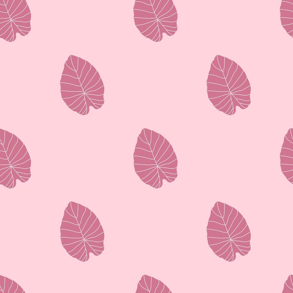 Lilac tones seamless botanic pattern with simple leaf ornament. Doodle floral backdrop in pastel palette. vector