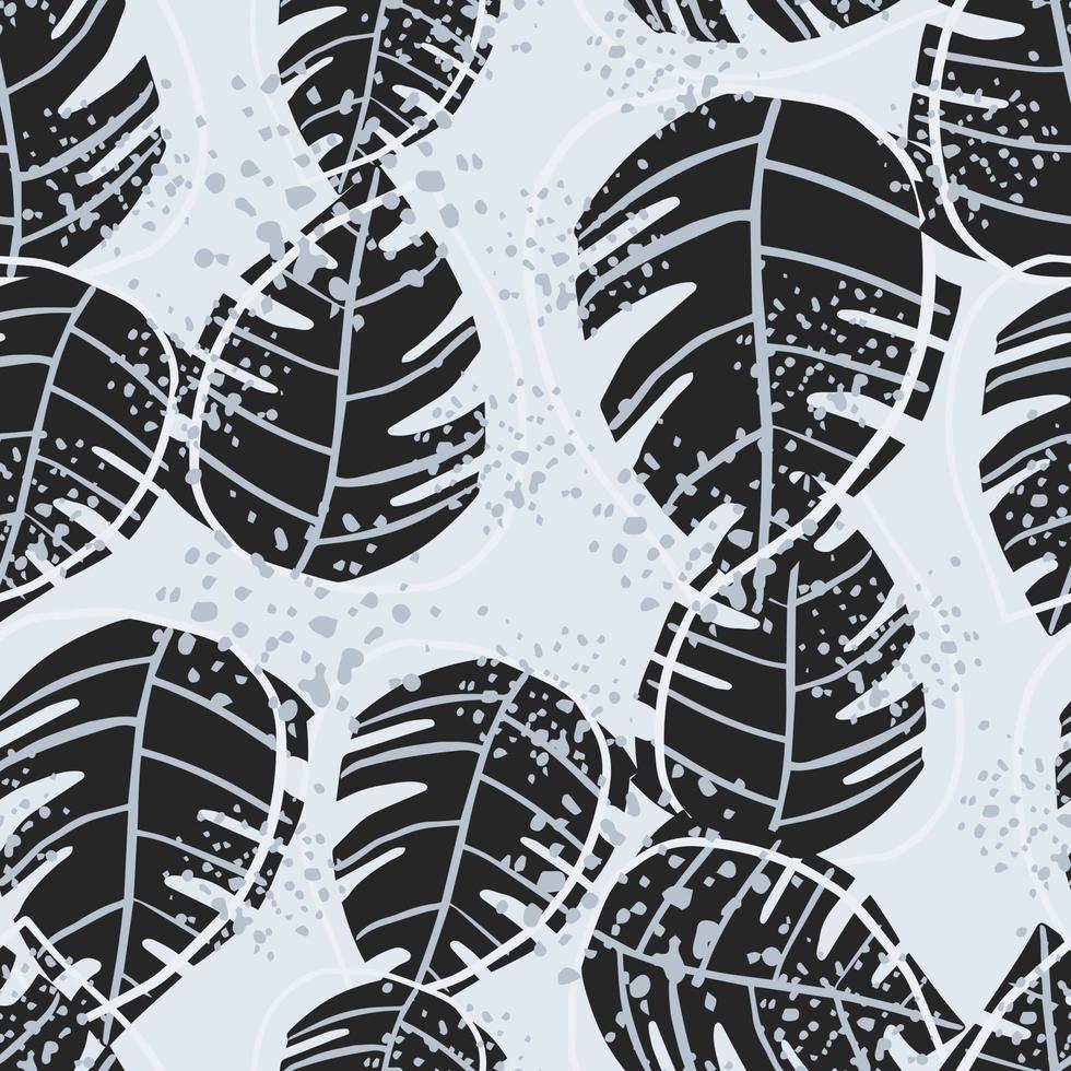 Abstract grunge jungle exotic monstera leaves seamless pattern. Tropical leaf wallpaper. vector