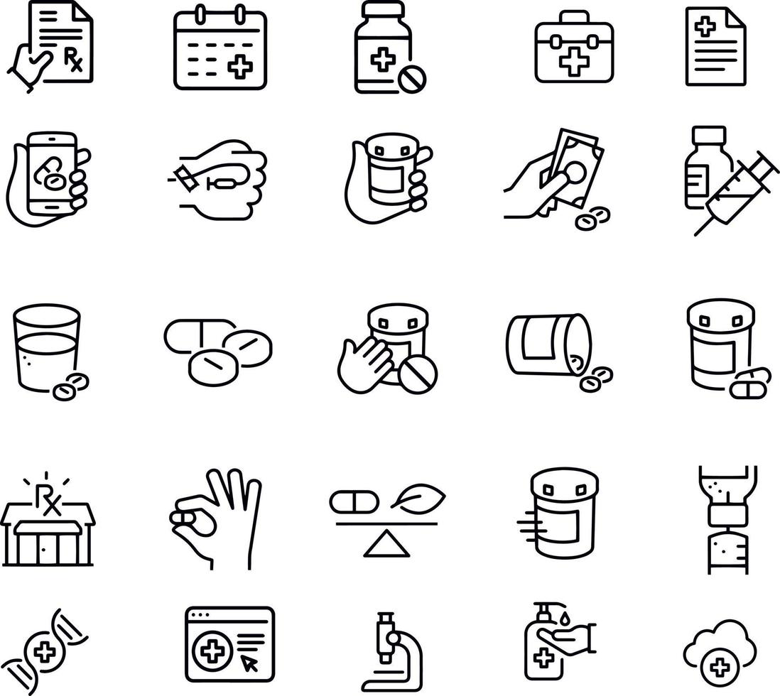Medicine and Healthcare line icons vector design