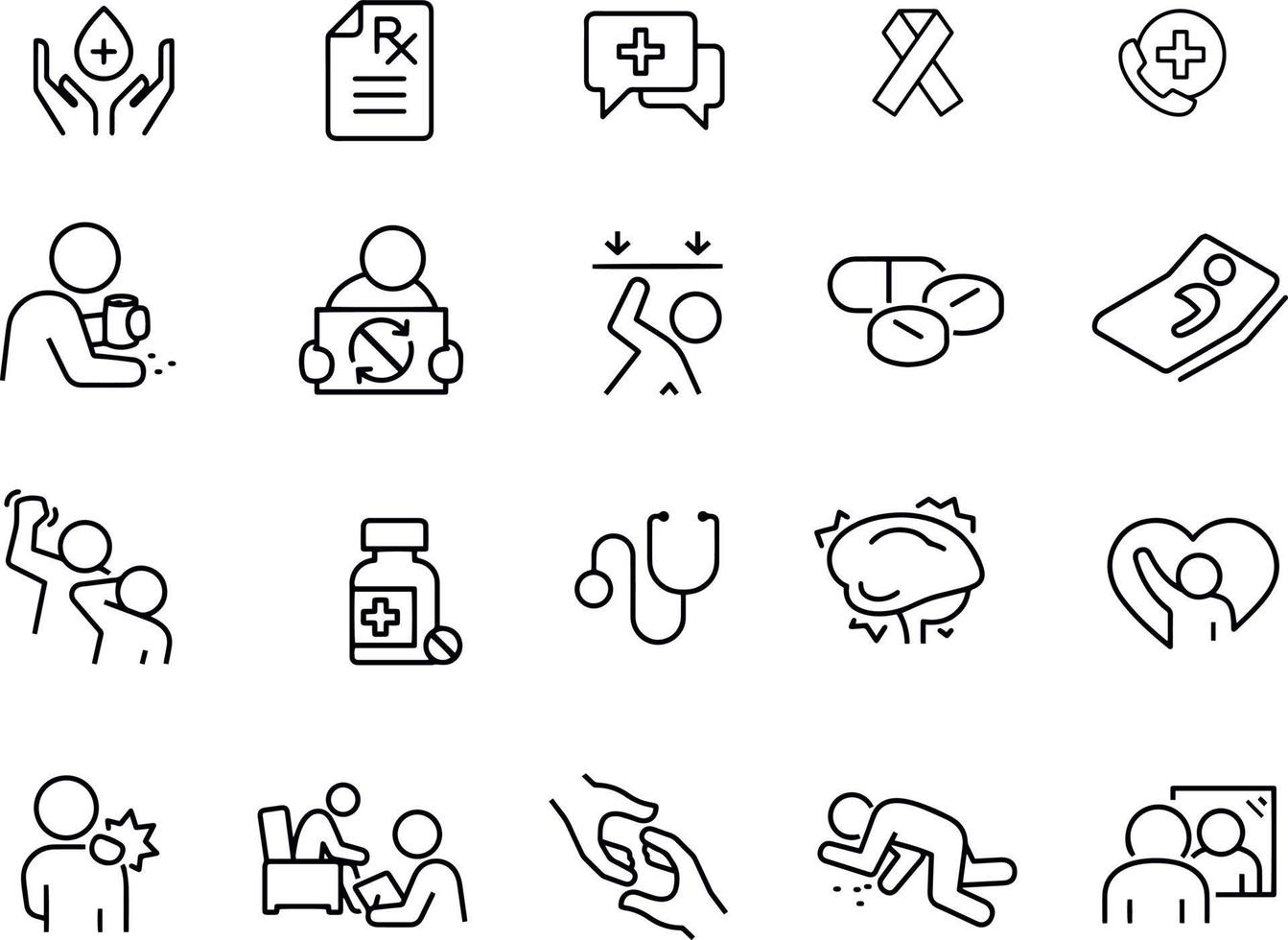 diseño de vectores de iconos de línea de medicina y salud