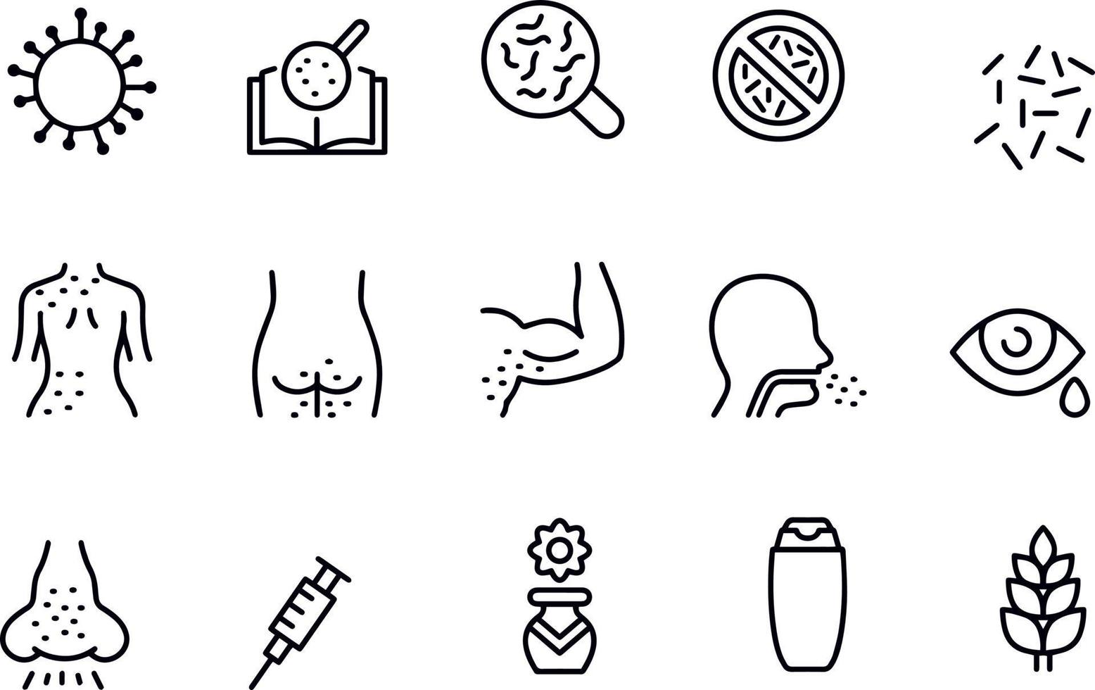 Allergen line  icons set vector design