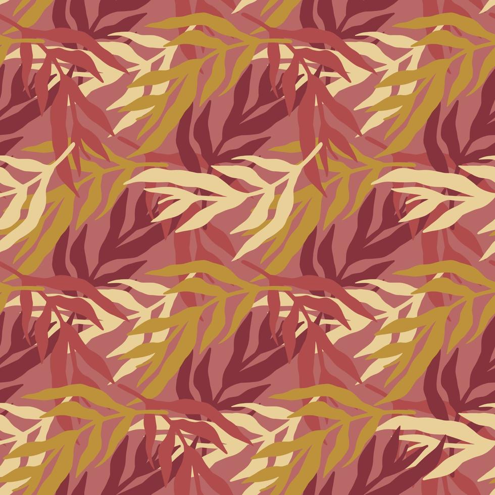 Jungle plants leaves seamless pattern in vintage style. Geometric tropical leaf wallpaper. vector