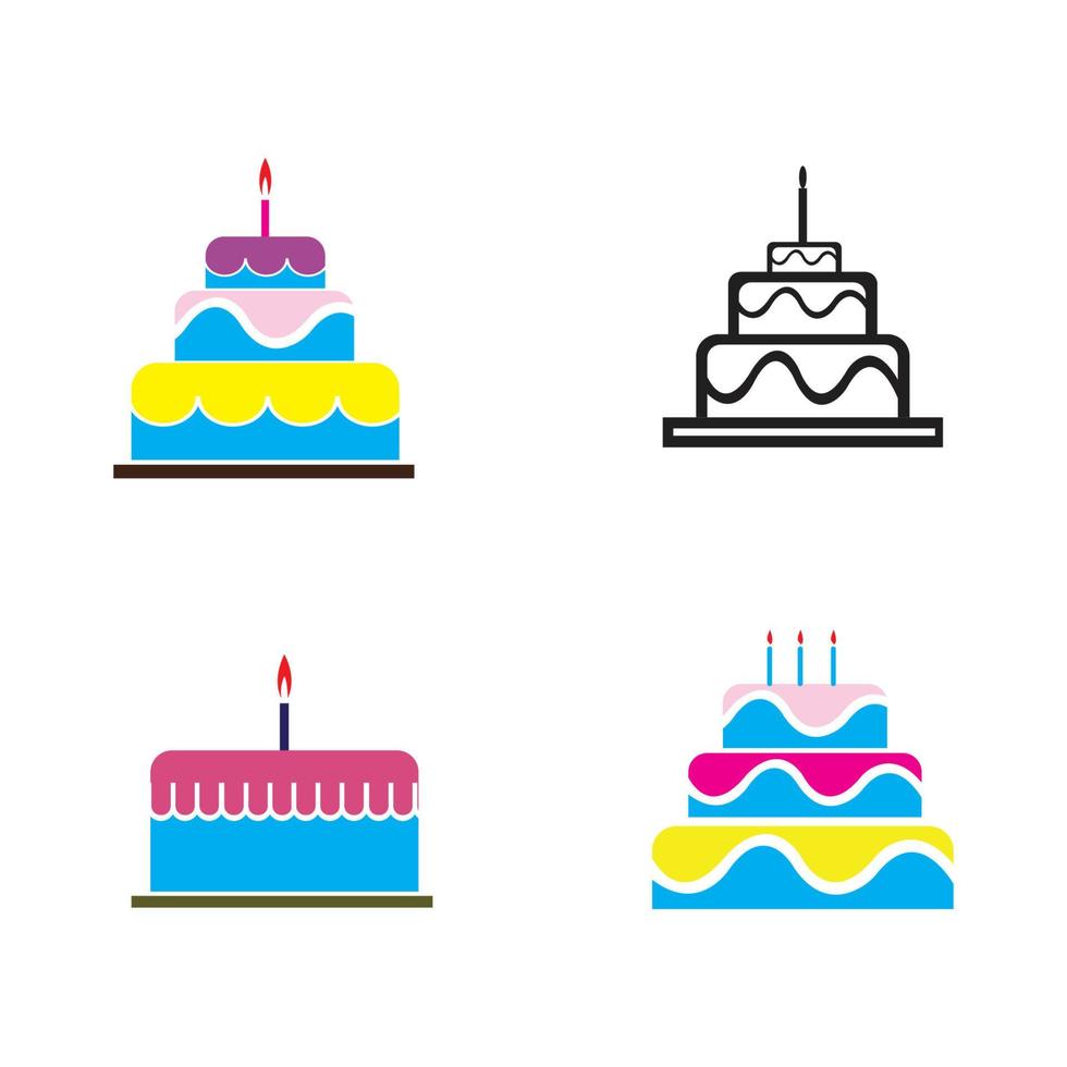 logotipo de pastel de cumpleaños vector