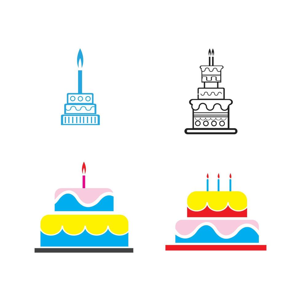 logotipo de pastel de cumpleaños vector