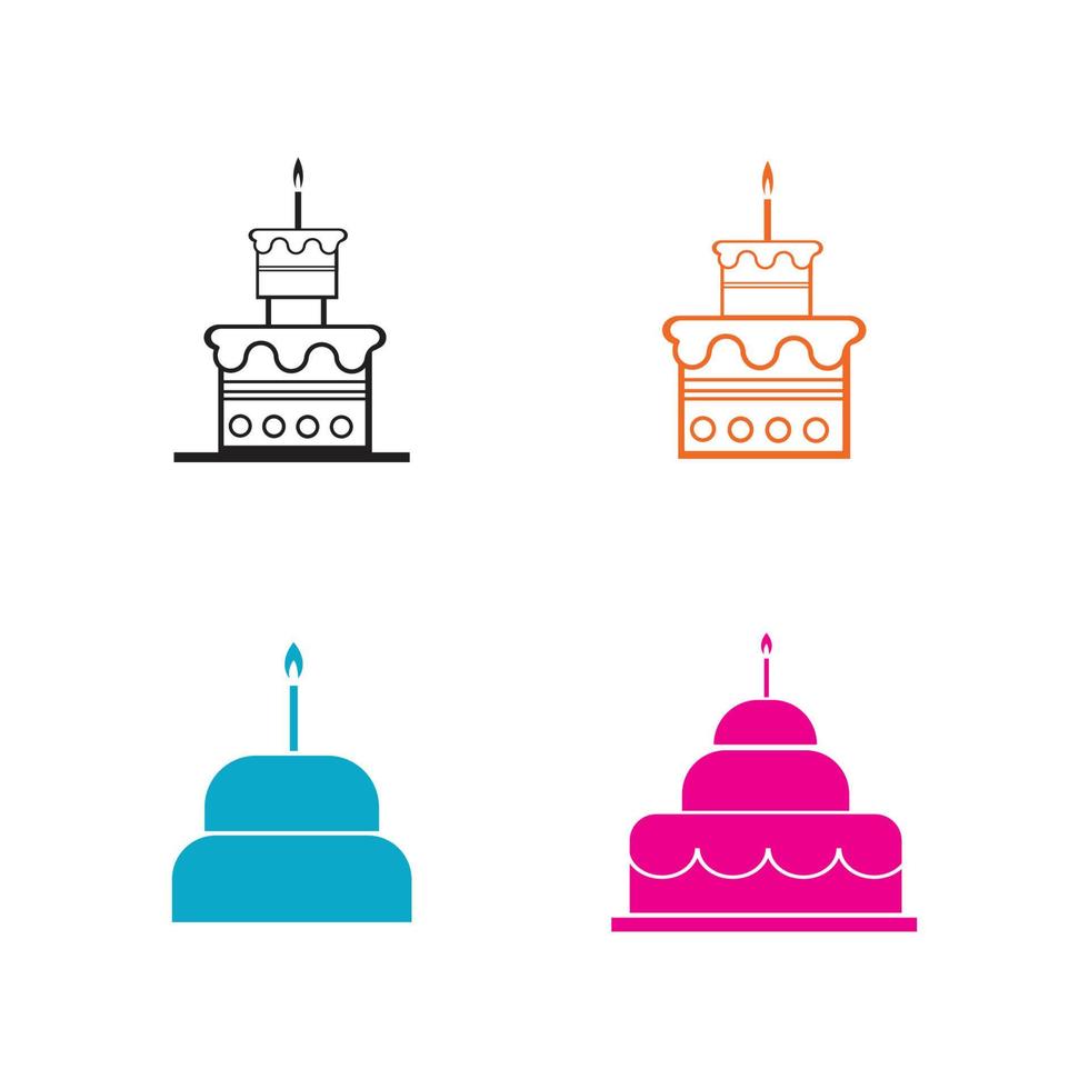 logotipo de pastel de cumpleaños vector