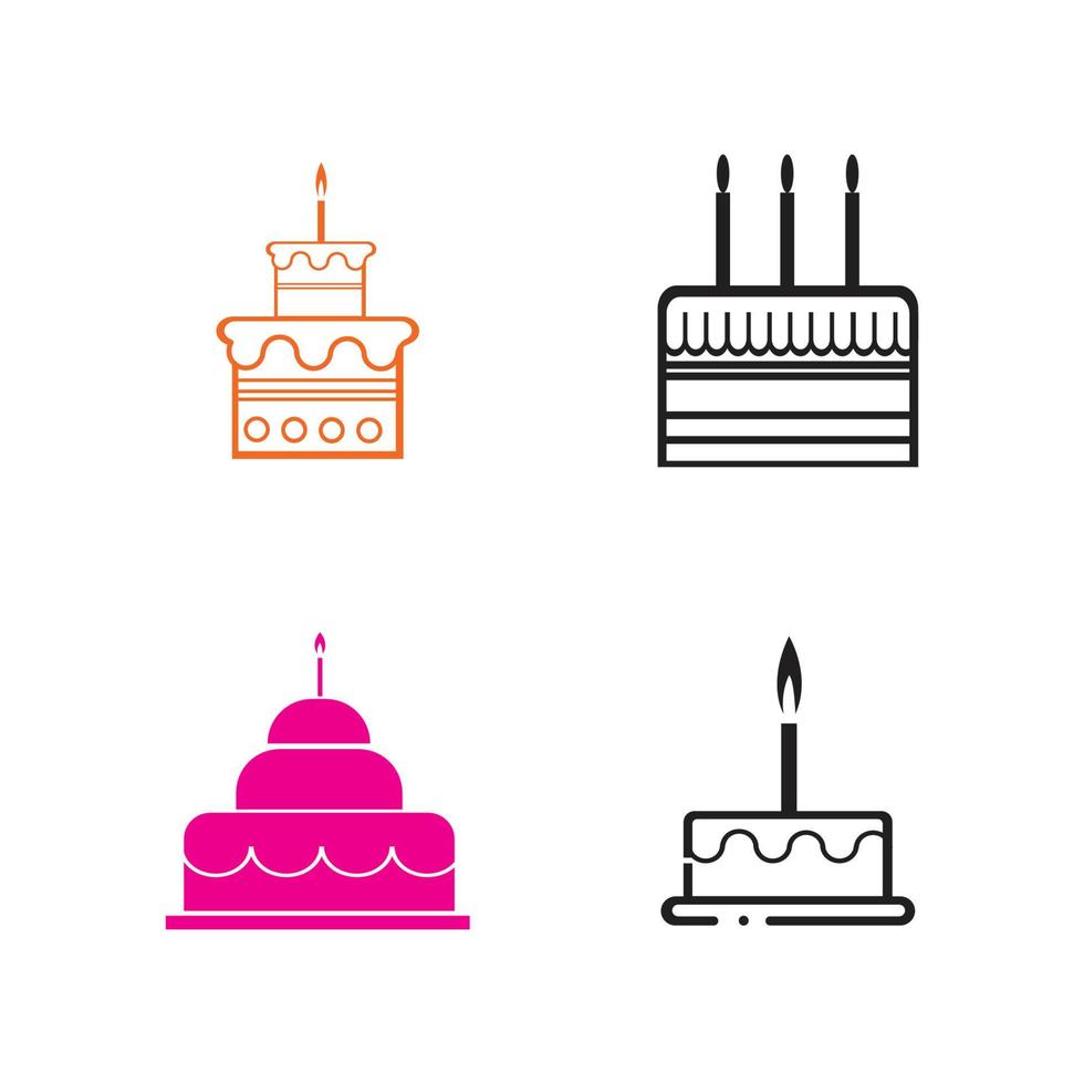 logotipo de pastel de cumpleaños vector