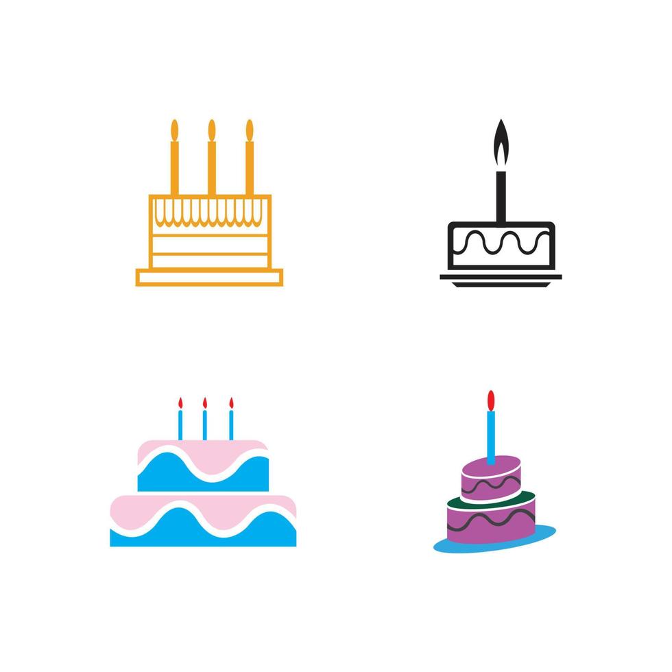 logotipo de pastel de cumpleaños vector