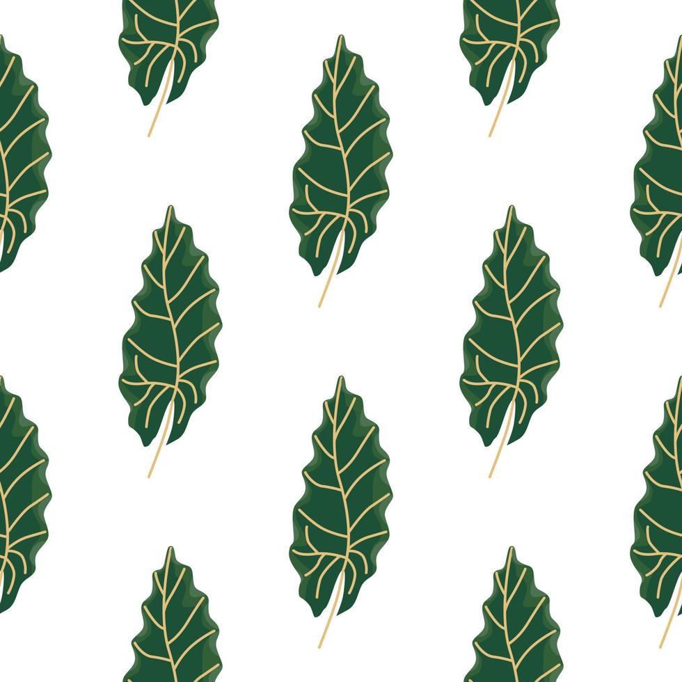 Decorative botany seamless pattern with green oal leaves print. Autumn foliage isolated ornament. vector