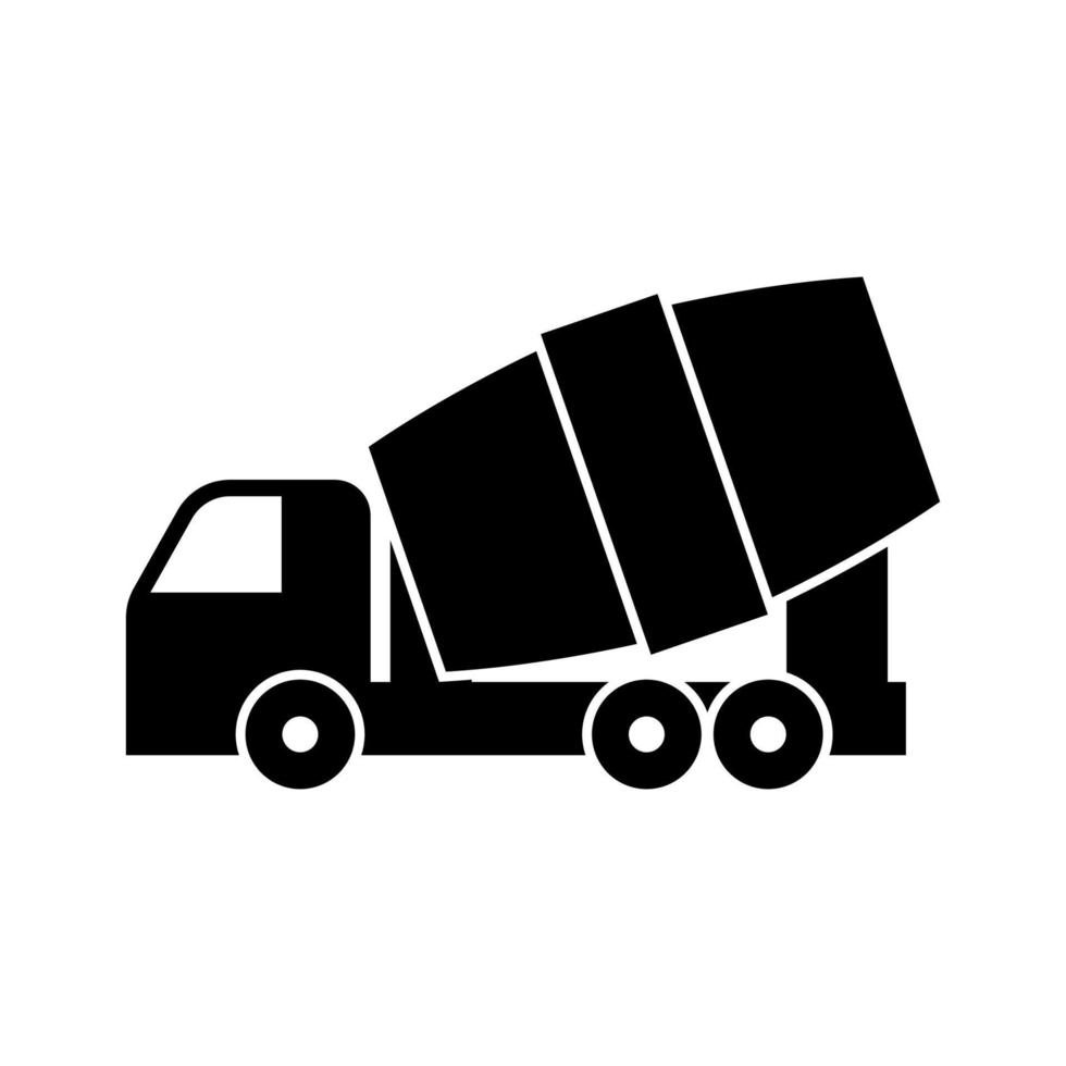 silhouette transportation icon of concrete mixer vector