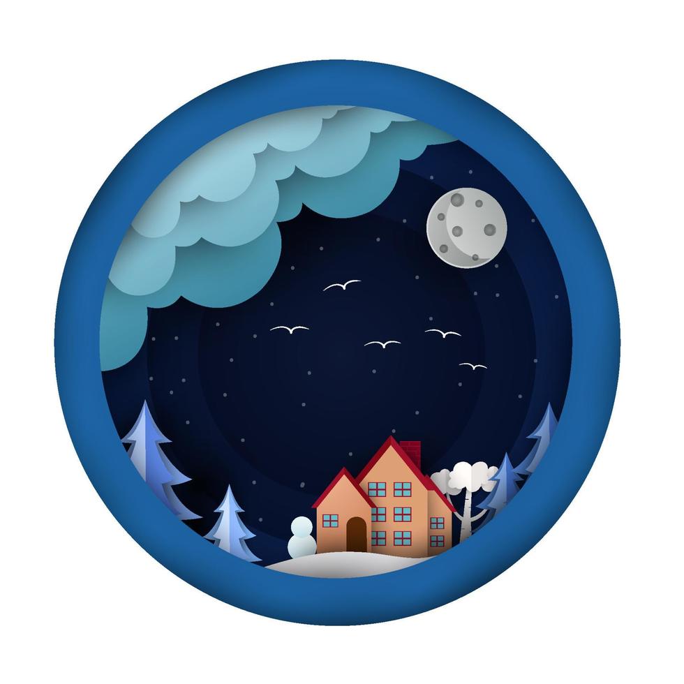 Paper Cut Winter Background vector