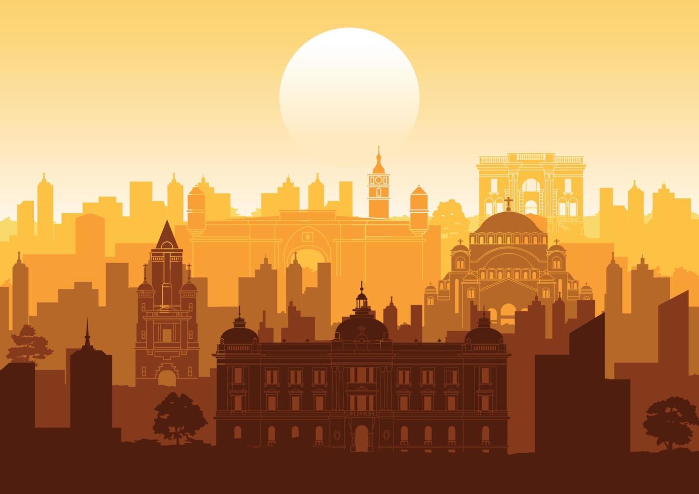 Serbia famous landmarks silhouette style vector