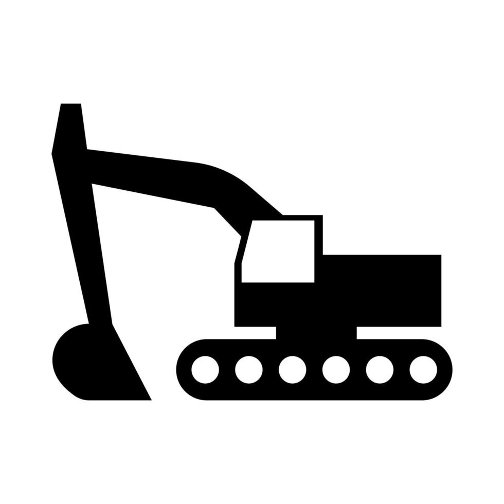 icono de transporte de silueta de excavadora vector