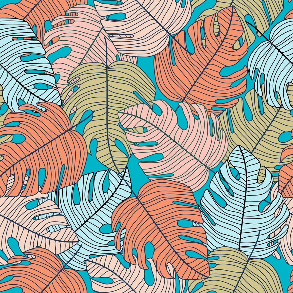 Creative monstera leaves backdrop. Tropical pattern, botanical leaf seamless pattern. vector