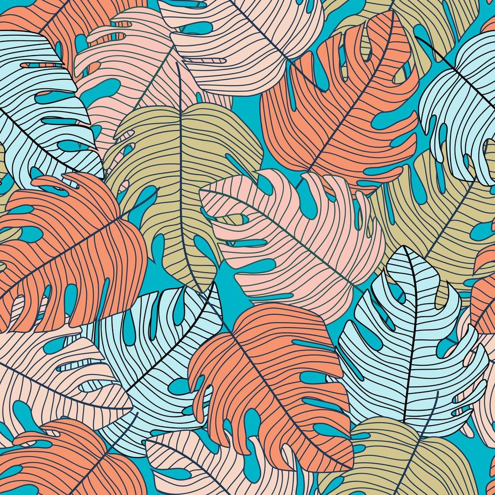 Creative monstera leaves backdrop. Tropical pattern, botanical leaf seamless pattern. vector