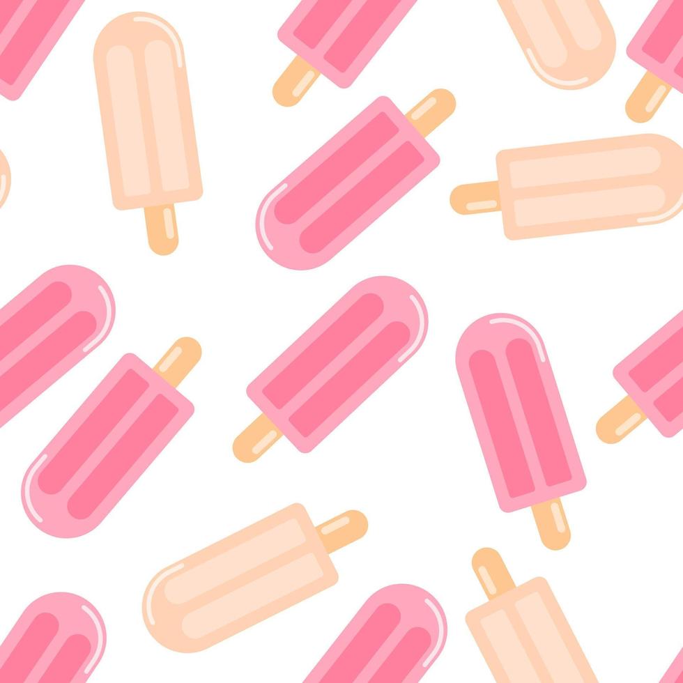 Random isolated fruit ice seamless pattern on white background. Pink and light pink food elements. vector