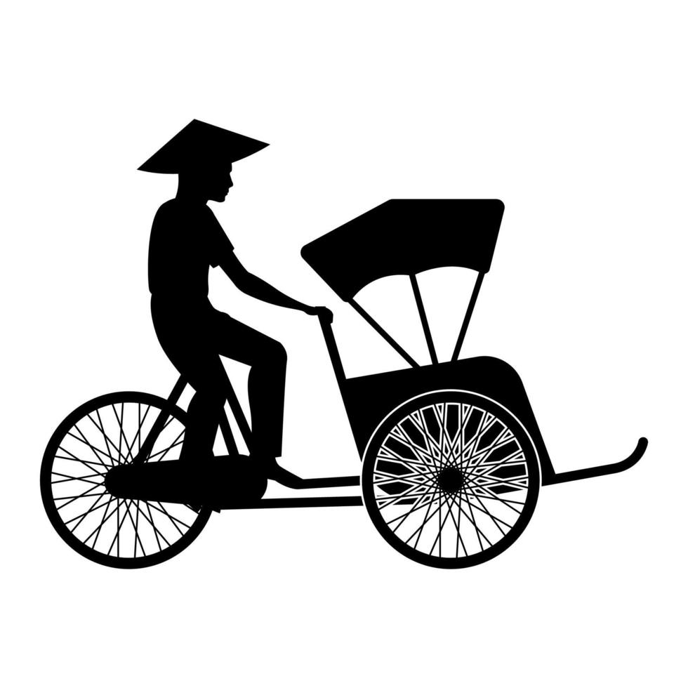 silhouette design of Vietnamese man ride taxi vector