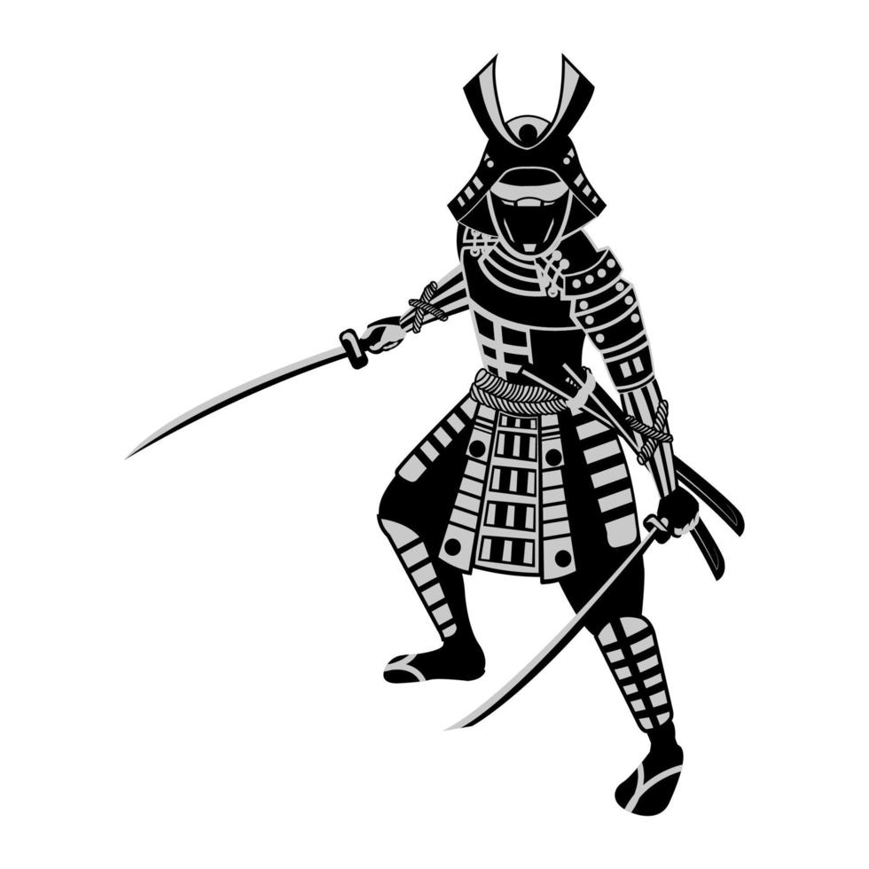 clip art of samurai with silhouette design vector