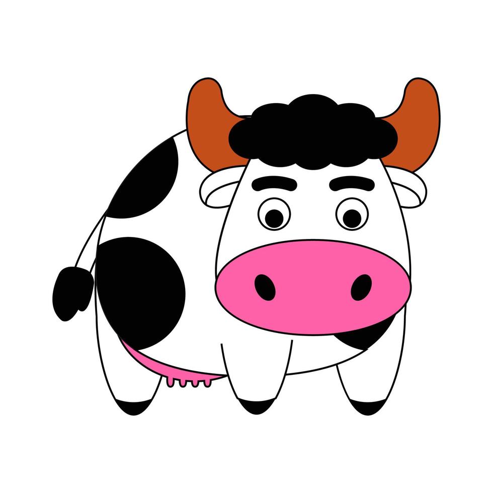 clip art de vaca con diseño de dibujos animados vector