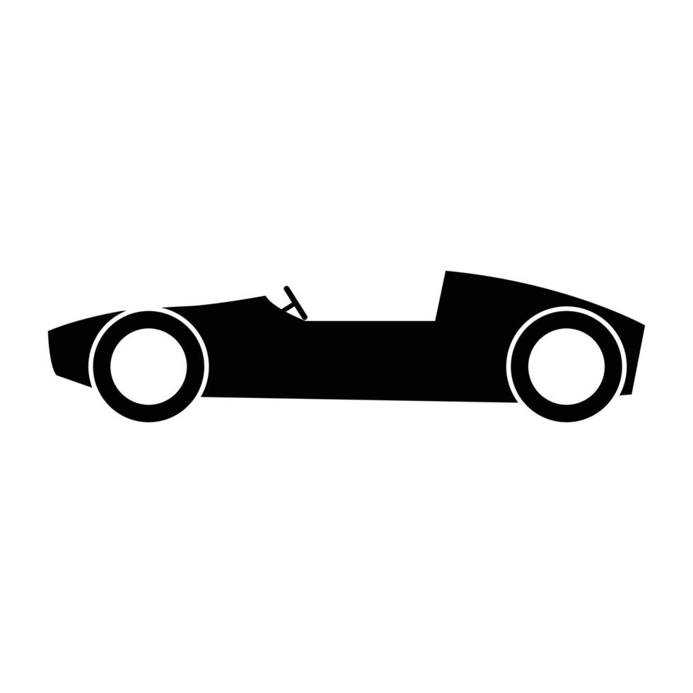 black silhouette icon design of classic race car vector