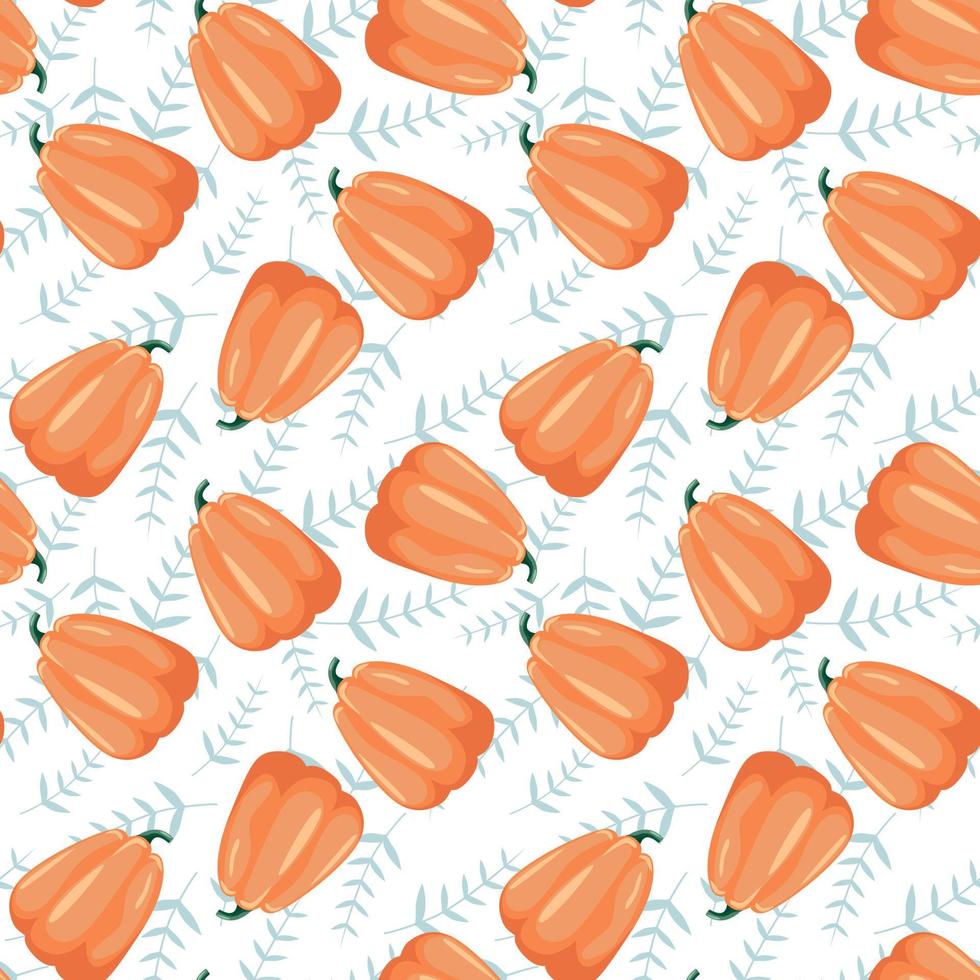 Seamless patterns with leaves and pumpkin ornaments vector