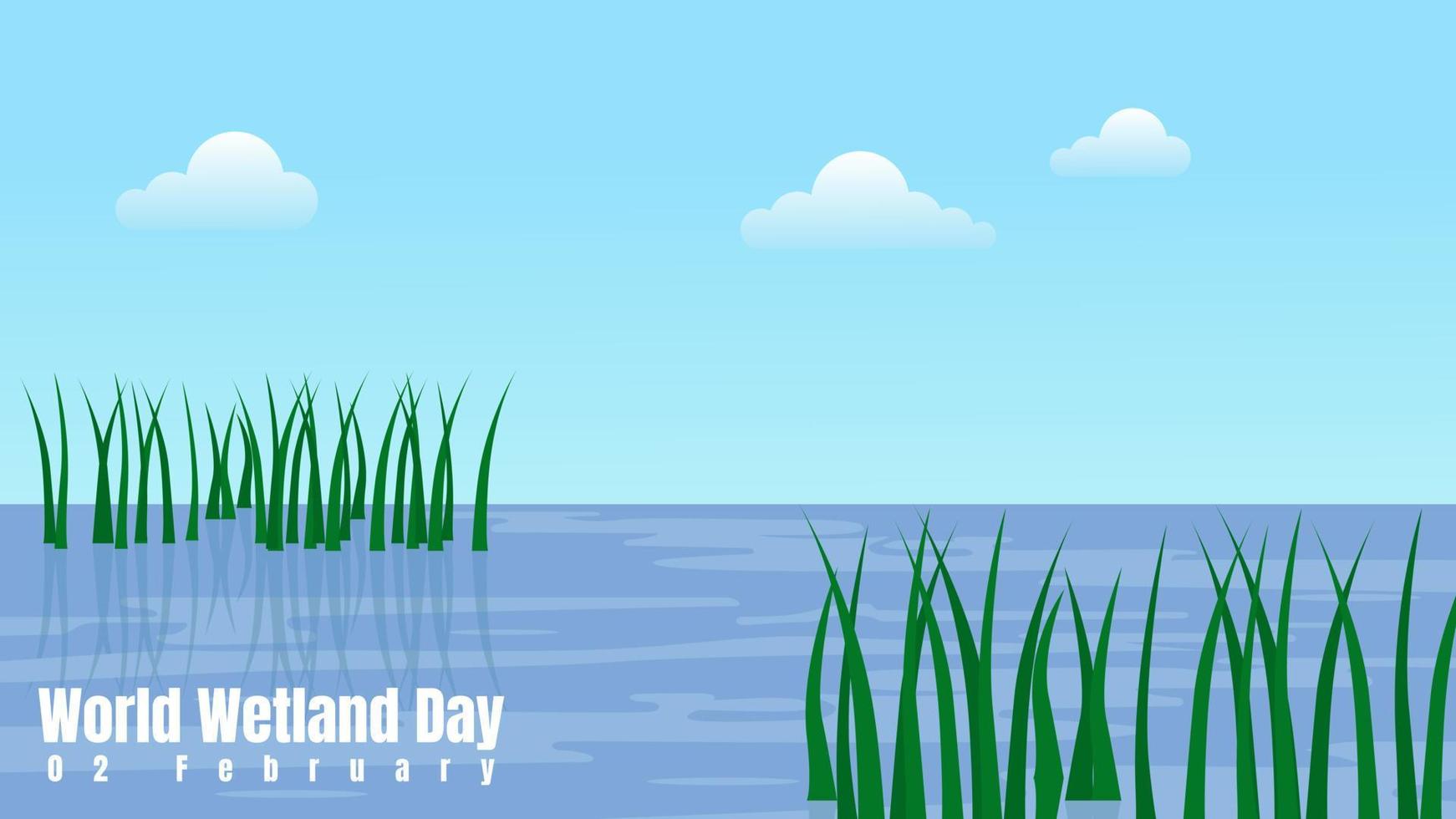 World wetland day with swamp landscape vector