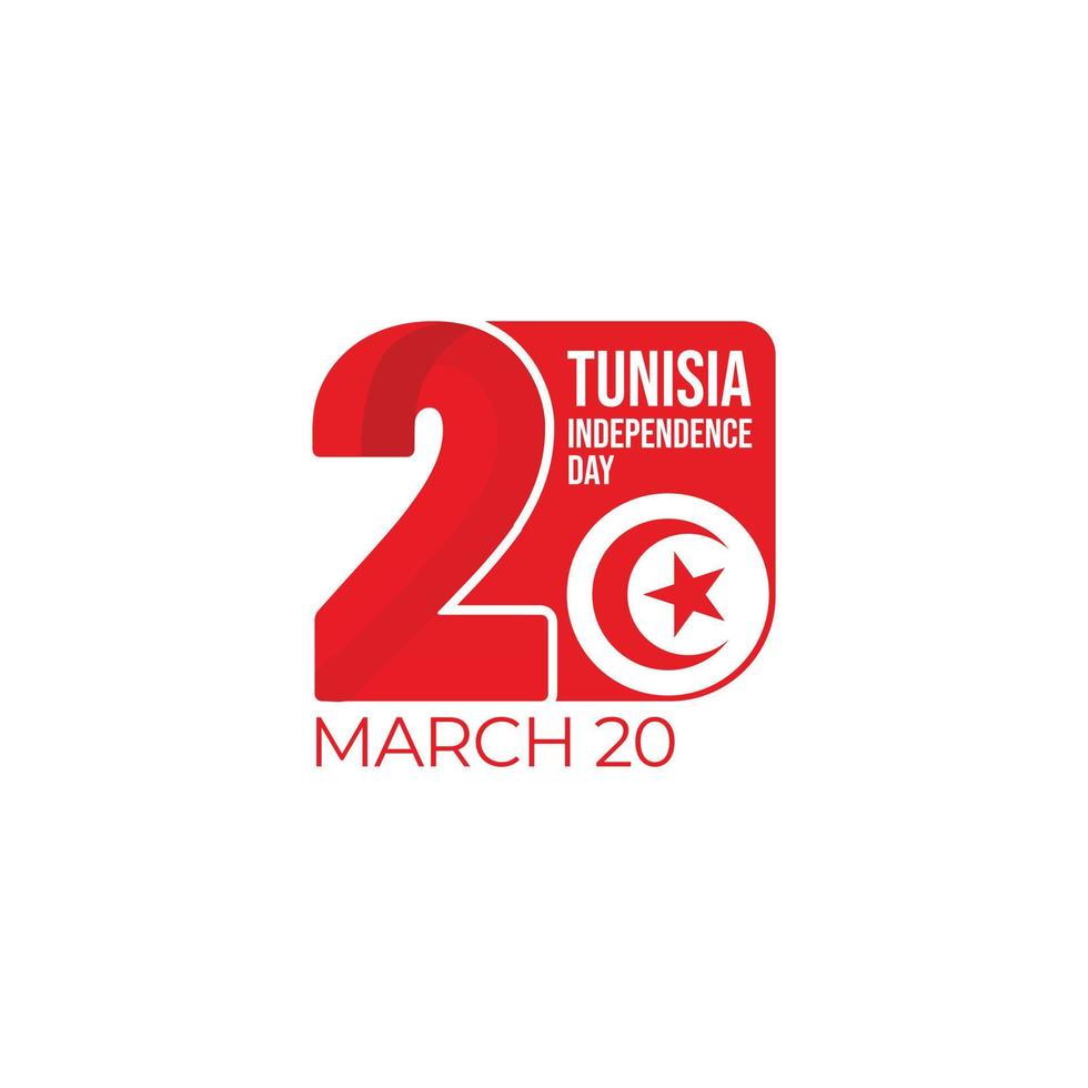 diseño del día de la independencia de túnez. tipografía número de 20 ilustraciones vectoriales. vector