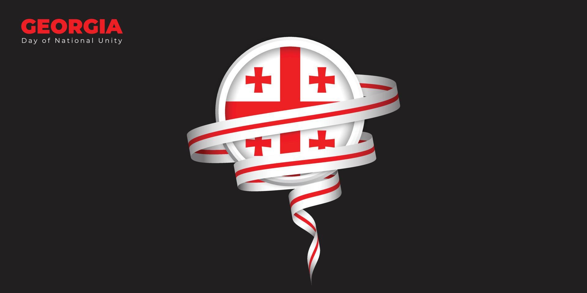 emblem flag design with flying red and white ribbon.